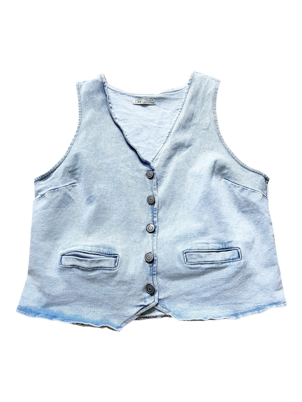 Dex Light Blue Denim Button Front Two Pockets Stretch X-Large